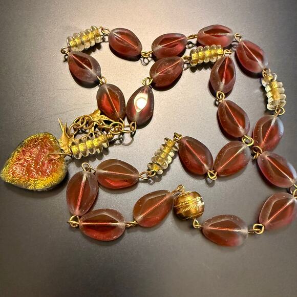 Unique Handcrafted Artisan Glass Beaded Heart Pendant - Picture 12 of 12